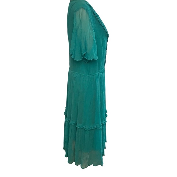 Sundance Catalog Monaco Meetup Dress in Sea Green Size Medium Gauzy Flowy MIDI - Picture 8 of 11